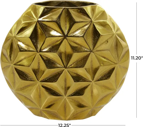 Vista 6 de CosmoLiving by Cosmopolitan Jarrón decorativo geométrico de metal de aluminio para centro de mesa, florero para decoración del hogar, 12 x 4 x 11