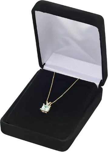Vista 2 de 3.0 ct Brillante Corte Princesa Diseñador Azul Moissanita Ideal Solitario Colgante Collar Con Cadena de Oro 16.0in Caja Sólido Oro Amarillo de 18k