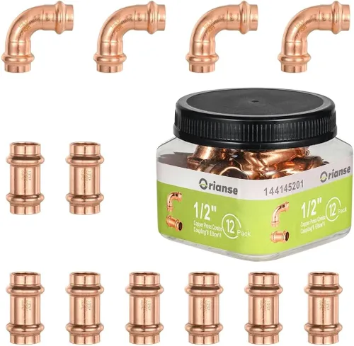 Vista 10 de Copper Pro - Juego de 15 accesorios de prensa de cobre para fontanería resistentes de 1/2 pulgada