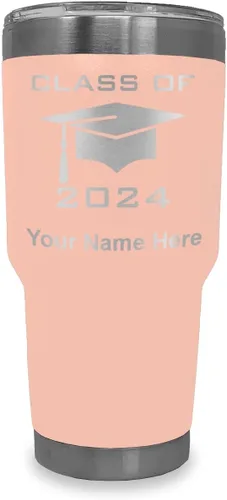 Vista 8 de LaserGram Vaso aislado al vacío de 20 onzas, grado de tapa clase de 2024, 2025, 2026, 2027, 2028, grabado personalizado incluido (negro)