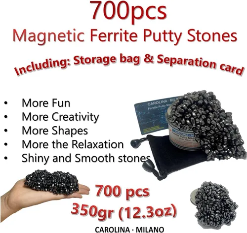 Vista 2 de 700 piezas de masilla de ferrita de cangrejos negros para adultos, piedras de ferrita para adultos, juguete de escritorio de oficina, cuentas