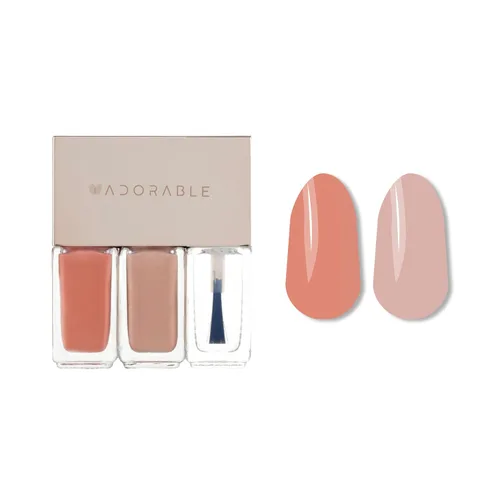 Vista 2 de Peel-Off - Juego de 3 esmaltes de uñas veganos – melocotón y melocotón pálido + capa superior transparente Halal, a base de agua, transpirable,