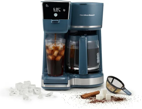 Vista 11 de Hamilton Beach - Cafetera de goteo de 2 vías y cafetera de una sola porción Hot & Iced Coffee Maker 12 Cup Glass Carafe AquaFlow Showerhead
