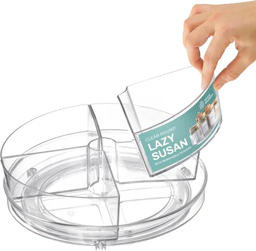 Vista 4 de Recipiente giratorio de plástico redondo Home Intuition Lazy Susan para almacenamiento de alimentos para cocina