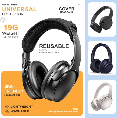Vista 4 de Funda universal de repuesto para diadema de auriculares, funda de cojín para diadema compatible con Sony, Bose, Beats, JBL Protector de banda