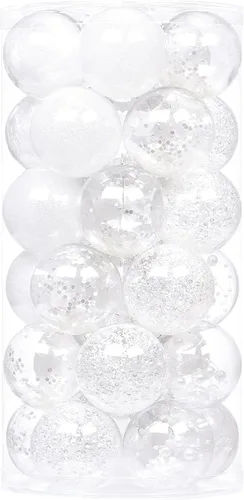 Vista 34 de Sea Team Juego de bolas de Navidad de plástico transparente, inastillables, varios tamaños, bolas decorativas de Navidad con decoraciones delicadas