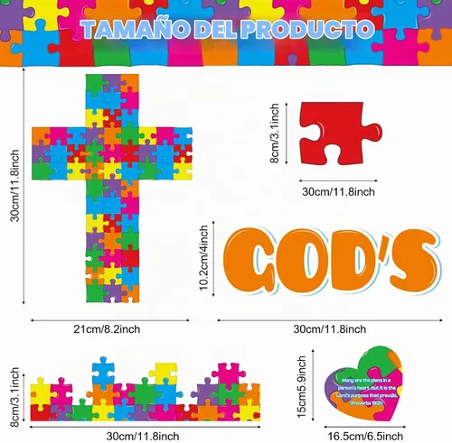 Vista 2 de Aoriher Juego de 57 tablones de anuncios cristianos, rompecabezas del plan de Dios, suministros de escuela dominical, plan religioso de dioses