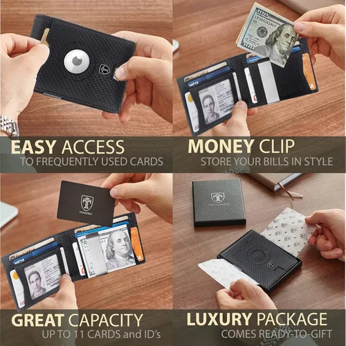 Vista 3 de TRAVANDO Cartera delgada para hombre con clip para dinero