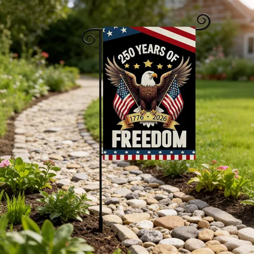 Vista 7 de Banderas de jardín con el 250 aniversario de Estados Unidos para exteriores, bandera de Estados Unidos con diseño de águila, decoración patriótica
