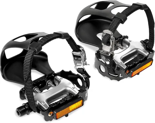 Vista 9 de Pedales de Bicicleta Bucklos con Jaulas y Correas para Dedos del Pie - Jaulas de Clips para Dedos de Bicicleta Compatible con Bicicleta