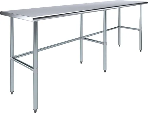 Vista 22 de Mesa de Trabajo de Acero Inoxidable con Base Abierta de 24" x 14" – Mesa Comercial Compacta Certificada NSF con Patas Galvanizadas para Cocinas