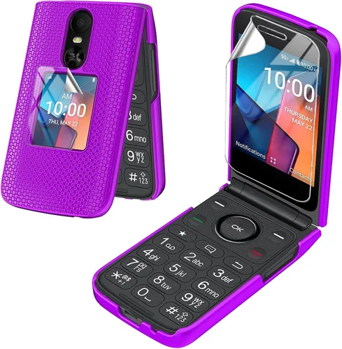 Vista 8 de Funda para teléfono TCL Flip 4 5G/T440 (2025) con protector de pantalla Cubierta protectora rígida delgada (negro)