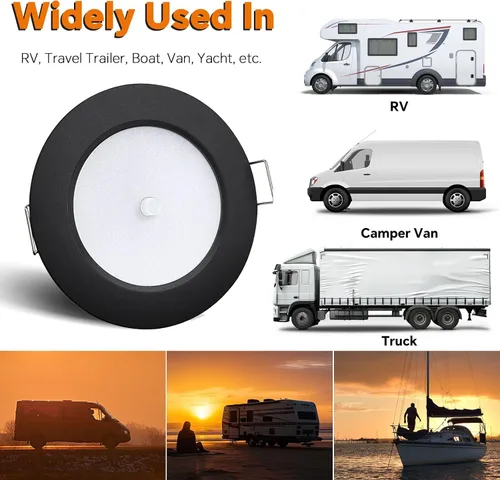 Vista 8 de Luces LED de 3 pulgadas de 12 V con interruptor integrado interior bicolor rojo de 12 voltios, luz de disco LED de aluminio completo regulable