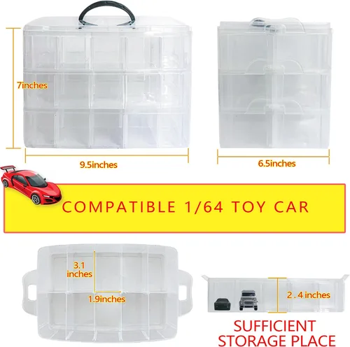 Vista 5 de YYDS Estuche de almacenamiento para 30 ruedas calientes, organizador de almacenamiento de autos de juguete para autos de caja de cerillas, soporte