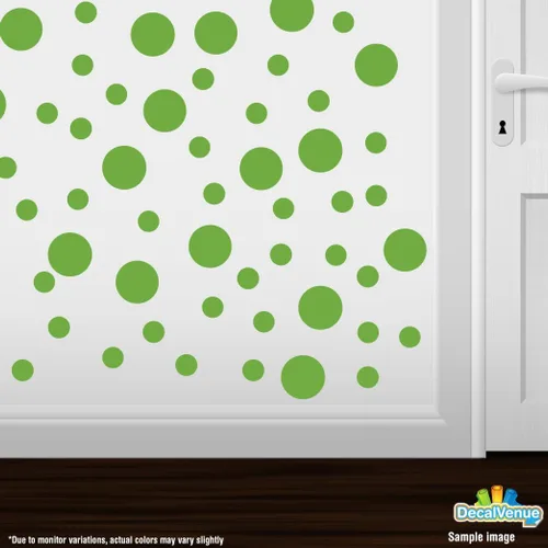 Vista 2 de Pegatinas de pared de vinilo verde lima, círculos de 2 y 4 pulgadas (60 calcomanías)