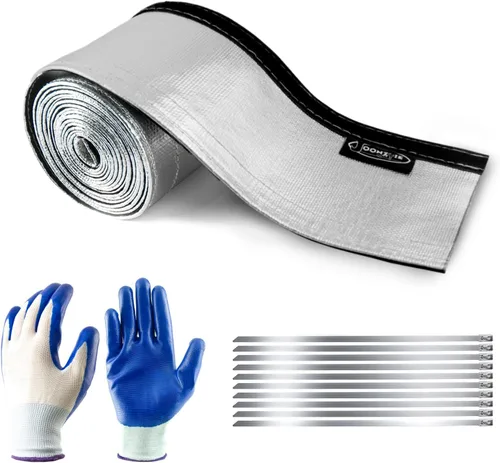 Vista 8 de Funda de protección térmica aluminizada plateada de 1 pulgada de diámetro interior x 10 pies para una manguera de protección térmica definitiva