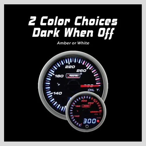 Vista 3 de Medidor de temperatura de aceite - eléctrico ámbar/blanco Serie JDM 2.362 in (2 3/8") 60mm electrical oil temperature gauge, monitors engine oil
