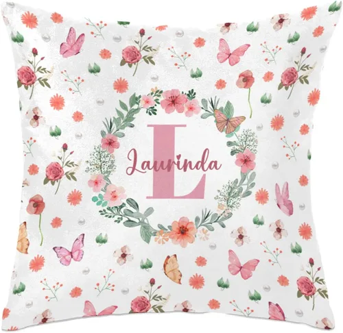Vista 8 de Funda de almohada con nombre, funda de almohada personalizada con flores, funda de almohada cuadrada, regalos de cumpleaños para mamá, sofá, cama