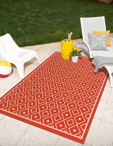 Vista 21 de Unique Loom Outdoor Trellis Collection - Alfombra de área Kafes (2 x 6 pies 1 pulgada, gris/marfil)