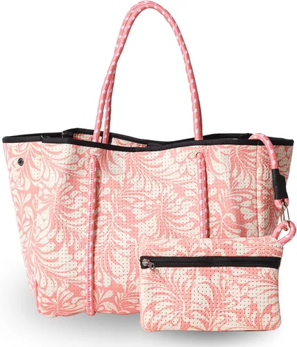 Vista 42 de POPUPS Bolso grande de neopreno para mujer - Bolso de mano de diseñador para todos los días, para el trabajo, la playa y viajes con bolsillos