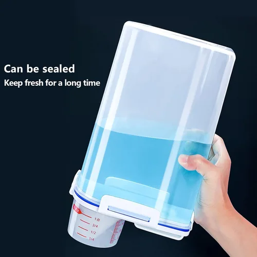 Vista 4 de 2 recipientes de almacenamiento de arroz de 5.5 libras, dispensador hermético de harina de cereales con boquilla de vertido y taza medidora