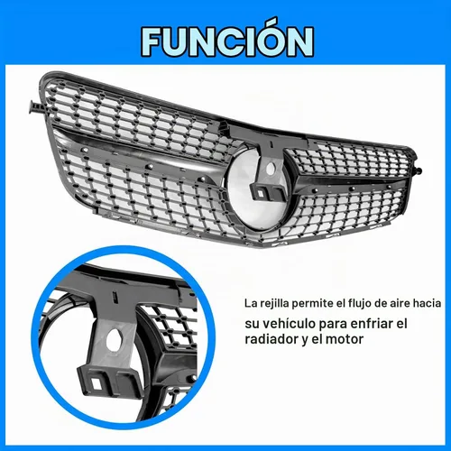 Vista 5 de Parrilla delantera para Mercedes Benz W204 C200 C300 C350 estilo diamante rejilla 2008 2009 2010 2011 2012 2012 2013 2014