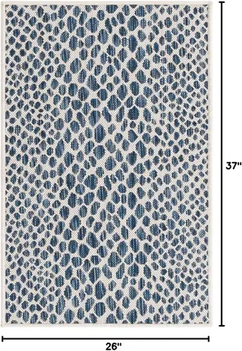 Vista 2 de Unique Loom Outdoor Collection Alfombra de área - Ciudad del Cabo (2' 2' x 3' 1' Rectángulo, Azul/Oliva)
