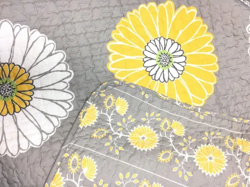 Vista 4 de [Girasoles blancos y amarillos] Juego de edredón de microfibra de poliéster hipoalergénico de 2 piezas, ropa de cama para dormitorio