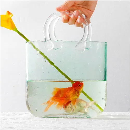 Vista 11 de Purse Vase for Flowers, Multifunctional Flower Vase Shopping Bag Vase Glass Pocketbook Vase, for Floral Arrangement Centerpiece Home