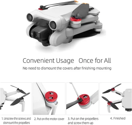Vista 4 de Mavic Mini 3 4 Pro - Tapa de aluminio para motor DJI Mini 4 Pro/Mini 3 Pro/Mini 3 Drone Accesorio – A prueba de polvo, impermeable, resistente a