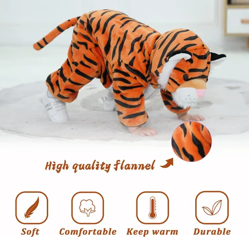 Vista 3 de TONWHAR Disfraz unisex de animal para bebé, mameluco con capucha de invierno para niños y niños pequeños