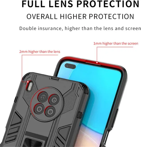 Vista 4 de Asuwish Funda para teléfono Honor 50 Lite/Huawei Nova 8i con protector de pantalla de vidrio templado y soporte delgado, híbrido, resistente, Negro