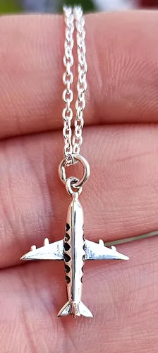 Vista 3 de Navya Craft Silver Necklace with Aeroplane Pendant, 925 Sterling Silver Jewelry Christmas Anniversary Birthday Valentine Day, Gift wife her mother