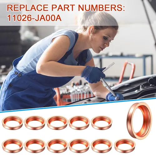 Vista 6 de Mudder 30 piezas de junta de tapón de drenaje de 12 mm, junta de tapón de drenaje de aceite de aluminio para motor, arandelas de aplastamiento