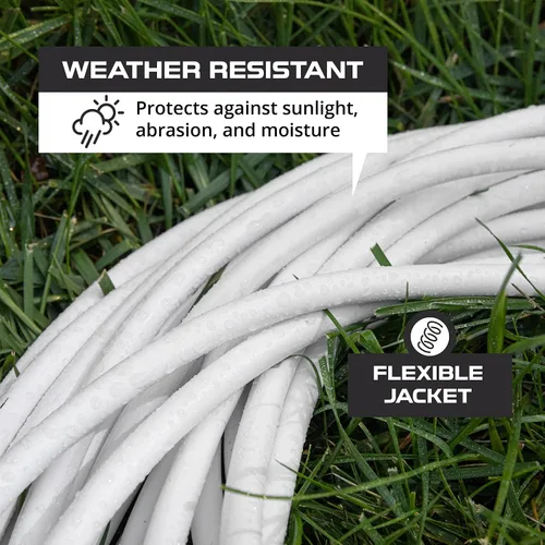 Vista 3 de Iron Forge Cable Cable de extensión resistente a la intemperie de 6 pies para exteriores, cable de extensión SJTW 16/3 blanco resistente, 3 puntas