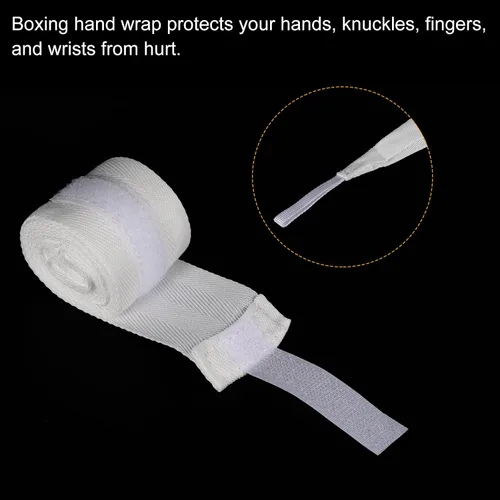 Vista 4 de PATIKIL Vendas de mano de boxeo, vendajes elásticos para el puño de las artes marciales para kickboxing tailandés Blanco