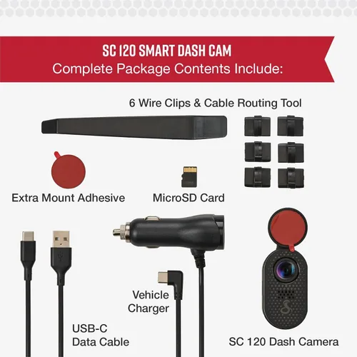 Vista 7 de Cobra Discreet Dash Cam (SC120) - Resolución de video QHD 1440P, WiFi integrado, visión nocturna, grabación continua, diseño compacto, tarjeta SD