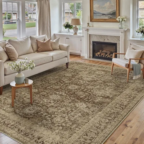 Vista 32 de PureCozy Alfombra de área beige de 2 x 3 pulgadas, lavable, vintage, pequeña, para entrada, cocina, suave, retro, floral, de pelo bajo, tapete