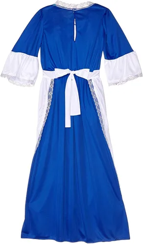 Vista 4 de Traje de muchacha colonial, tamaño grande, para niña, L, AzulBlanco
