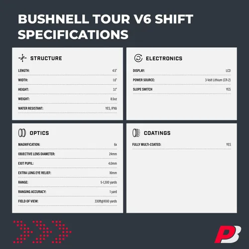 Vista 8 de Bushnell Tour V6 Golf Rangefinder Bundle – PinSeeker con Visual JOLT, BITE soporte magnético – Incluye toalla de microfibra PlayBetter y batería CR2