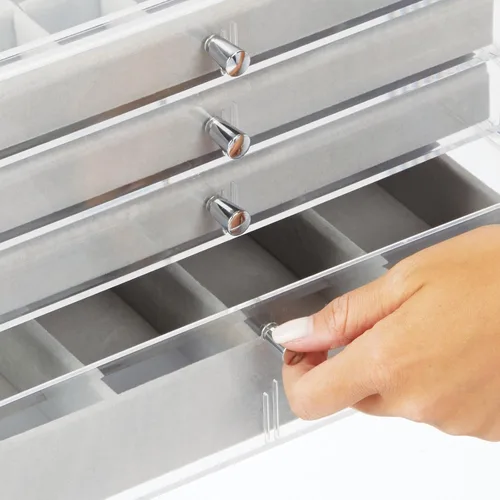 Vista 8 de mDesign Joyero de plástico de 4 cajones bandejas organizadoras divididas extraíbles para almacenamiento en cómoda tocador encimera sostiene aretes