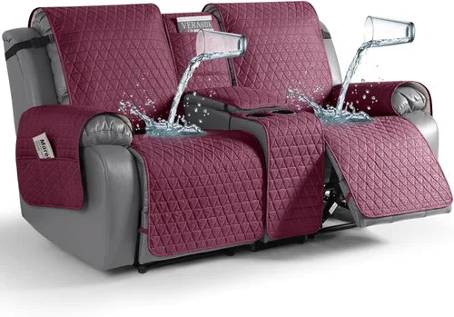 Vista 19 de TAOCOCO - Funda reclinable para sofá de 2 plazas con consola 100% impermeable, funda reclinable lavable antideslizante para 2 asientos, protector