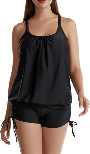 Vista 9 de Trajes de baño Tankini dos piezas, chaleco de natación tirantes, tops pantalones cortos para niño, traje de baño delgado