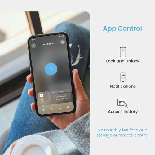 Vista 4 de Lockly Smart Lock modelo 7S, cerradura de puerta inteligente Bluetooth, entrada sin llave con teclado digital PIN Genie®, cerrojo de bloqueo