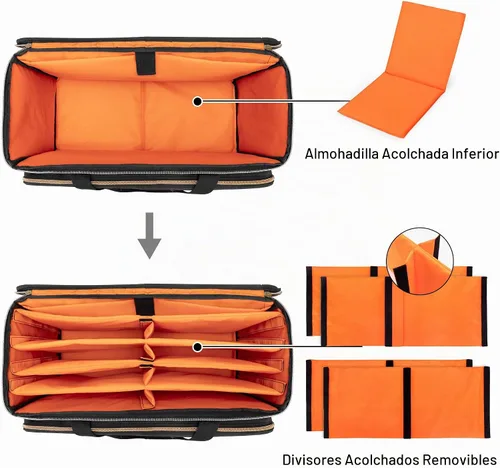 Vista 2 de Trunab - Bolsa grande para archivos de cable de DJ con divisor interior desmontable with Padded Compartment for 15.6” Laptop, Cable Organizer Bag