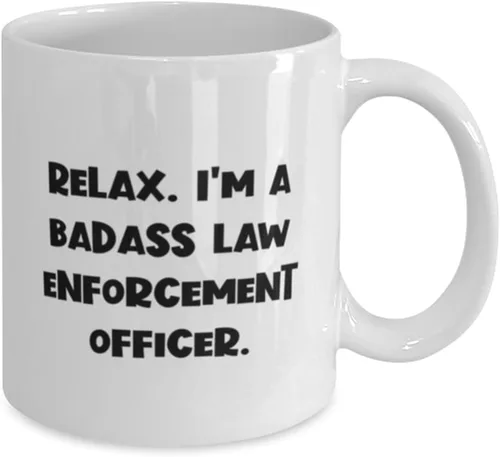 Vista 2 de Cute Law enforcement officer Gifts, Relax. I'm a, Law enforcement officer 11oz 15oz Mug From Friends, Gifts For Colleagues, Funny police officer