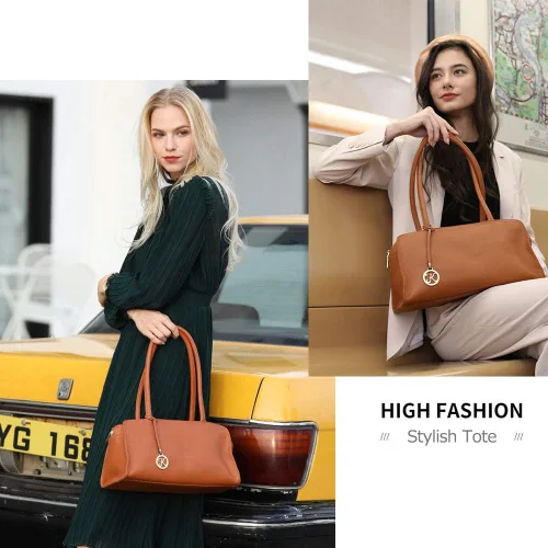 Vista 7 de Kattee Monederos y bolsos de cuero para mujer, pequeño asa superior, bolso de hombro
