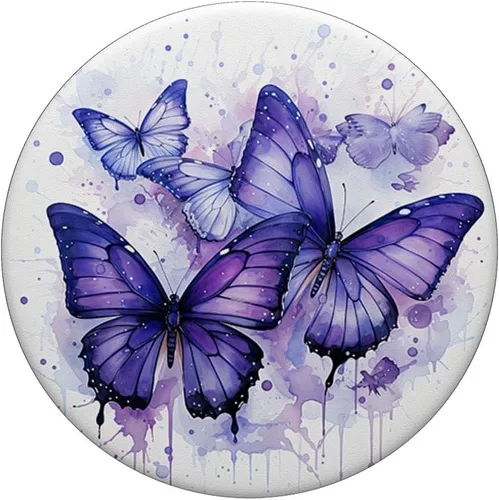 Vista 3 de mariposa estética púrpura mariposas naturaleza azul PopSockets PopGrip intercambiable