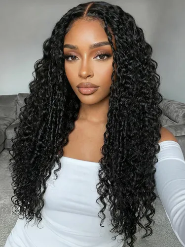 Vista 45 de KLAIYI Bye Bye Slip™ Ombre Chestnut Brown Bob Curly Glueless Precut 7x5 Lace Front Wigs Human Hair Side Part Drawstring Pre Plucked Bleached Knots