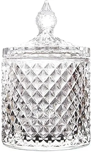 Vista 11 de Rainie Love Home - Juego básico de organización de almacenamiento de alimentos, tarro facetado de diamante de cristal con tapa de cristal, adecuado